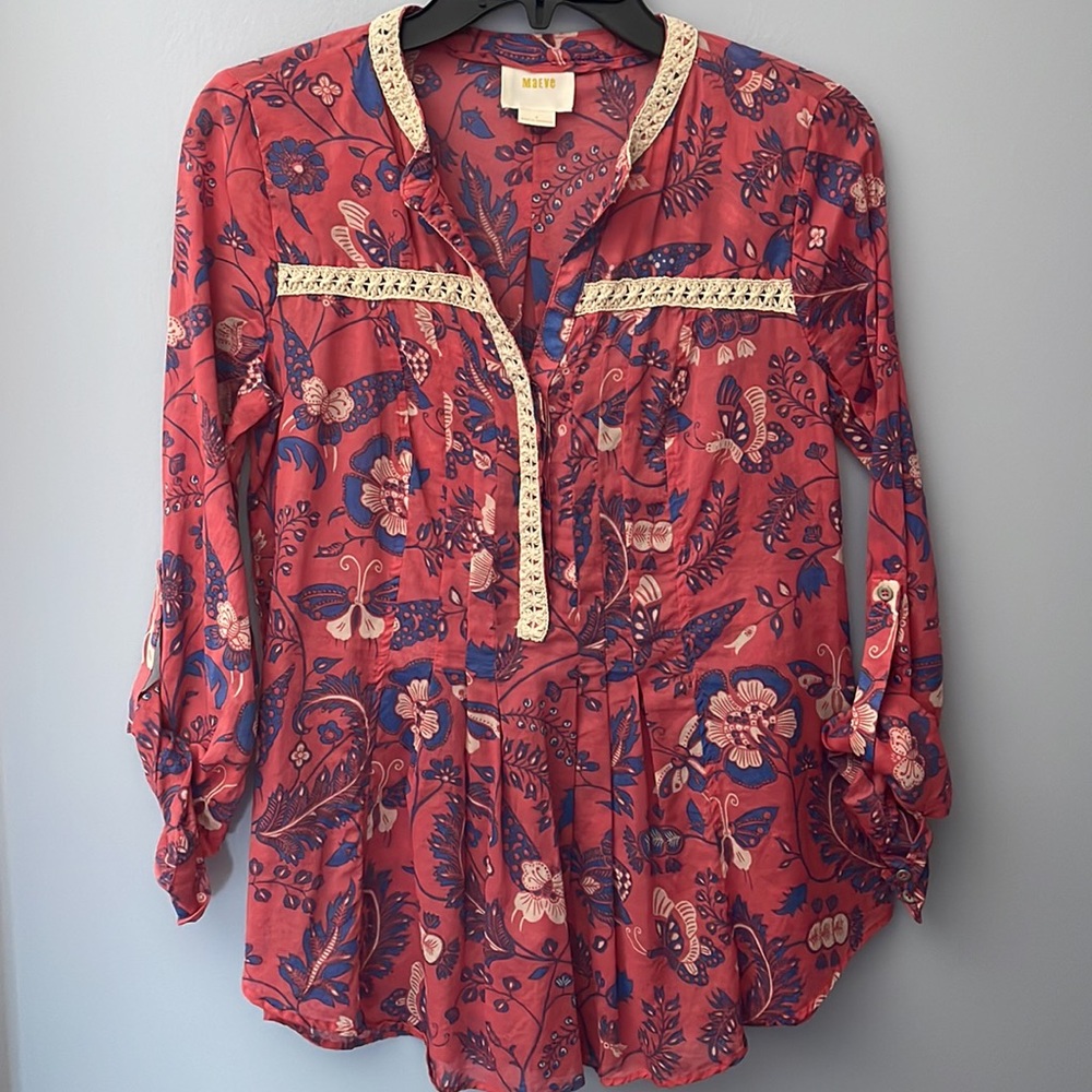 Anthropologie Maeve Abella Butterfly Peasant Blouse